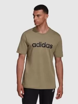 Image of adidas Linear Logo T-Shirt, Green/Black Size XL Men