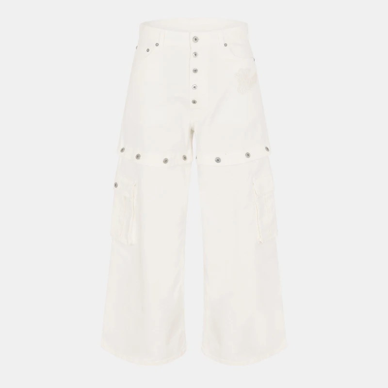 Image of Off White Mens Balloon Wide Leg Jeans Raw White male 31