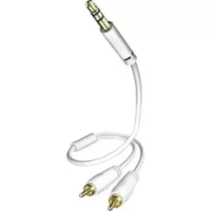 image of Inakustik 003100005 RCA / Jack Audio/phono Cable [2x RCA plug (phono) - 1x Jack plug 3.5 mm] 0.50 m White gold plated connectors