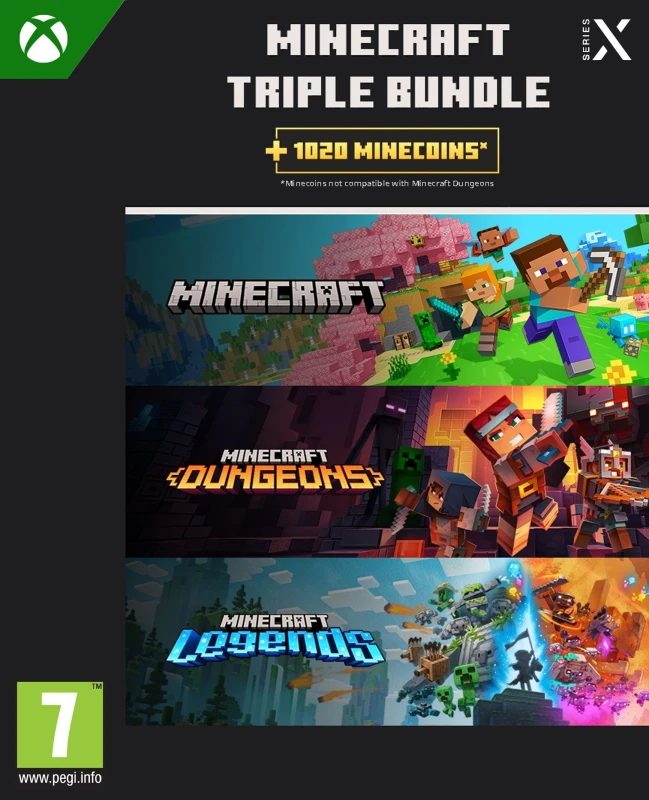 Image of Minecraft Triple Bundle - Digital Code for Xbox One/Xbox Series X|S - Digital Download