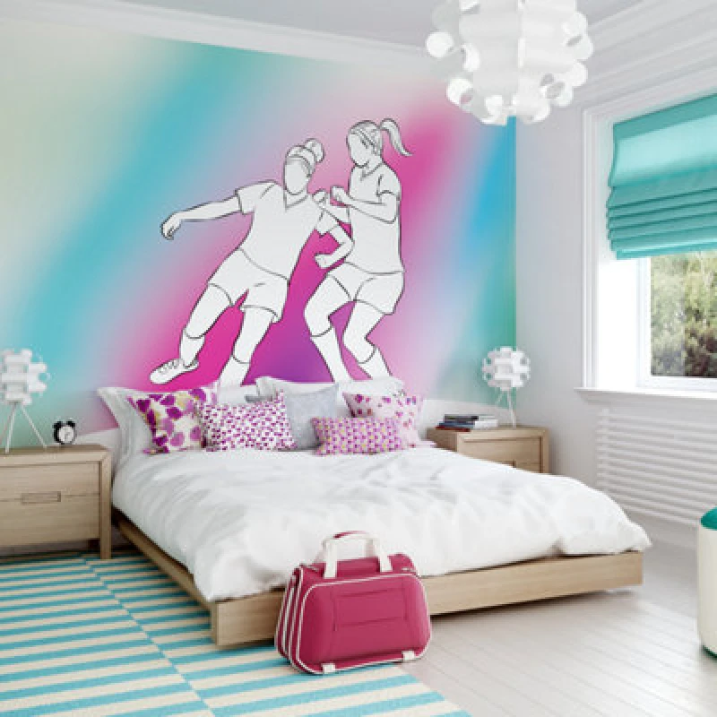 Image of Origin Murals Girls Playing Football Multi Matt Smooth Paste The Wall Mural 350Cm Wide X 280Cm High