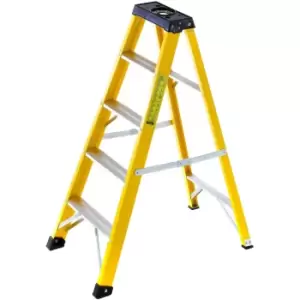 image of 0.9m FIBREGLASS Swingback Step Ladders 5 Tread Professional Lightweight Steps