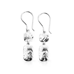 image of Aiyana Minerva Silver Double Drop Hammered Earrings