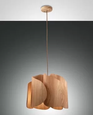 Image of Pevero Pendant Ceiling Light Ash Wood Glass, E27