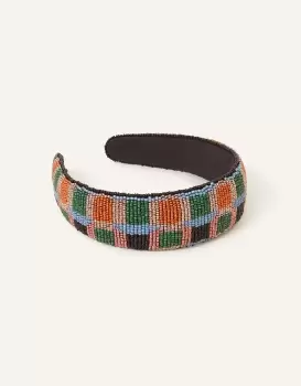 image of Accessorize Womens Beaded Geometric Print Headband