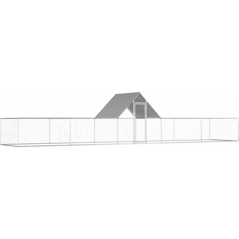 Image of vidaXL Chicken Coop 10x2x2m Galvanised Steel Hen House Poultry Hutch Run Nest