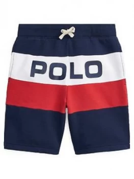 Image of Ralph Lauren Boys Polo Colourblock Jersey Short - Navy, Size 8 Years, S