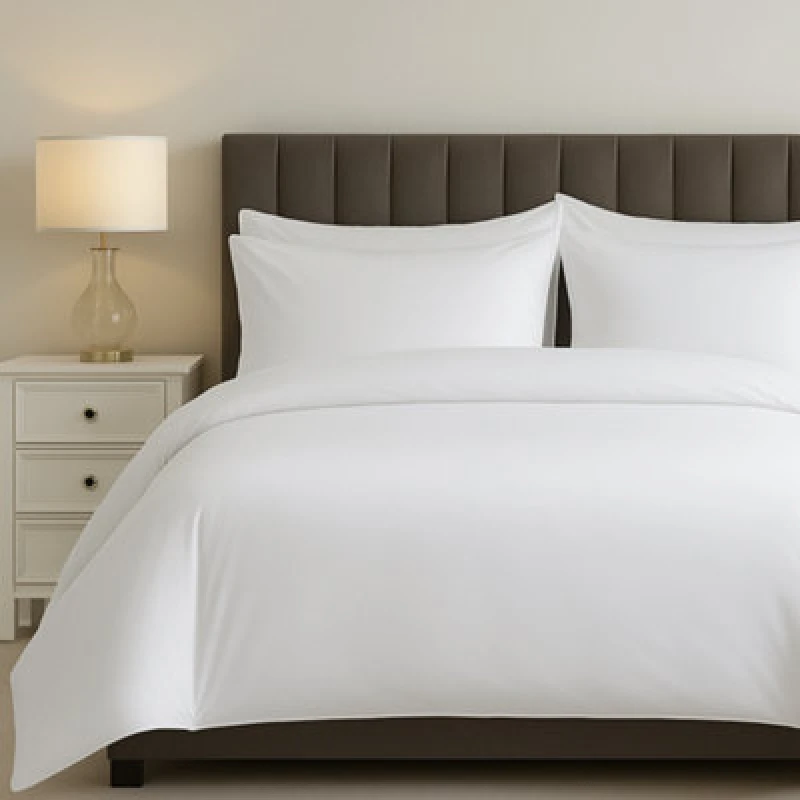 Image of Sweet Dreams Elegant Percale 200 Thread Count Cotton Duvet Cover Set With Pillowcases White