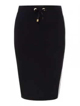 image of Barbour Drawstring Knee Length Skirt With Side Stripes Black