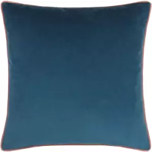 image of Paoletti - Meridian Velvet Cushion Petrol/Blush - Petrol/Blush