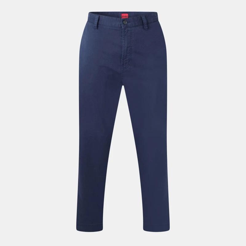 Image of Hugo Mens Tailored Straight Leg Trousers Dark Blue male 30W R