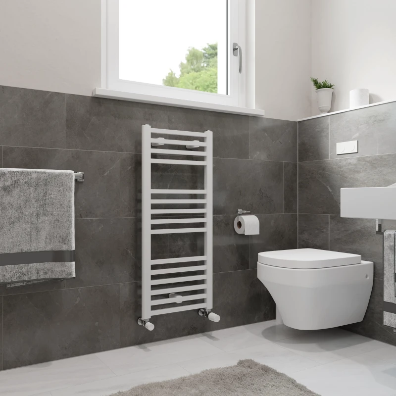 Image of Agadon Willow Designer Towel Radiator in White Size: 922mm x 400mm White Unisex 922mm x 400mm