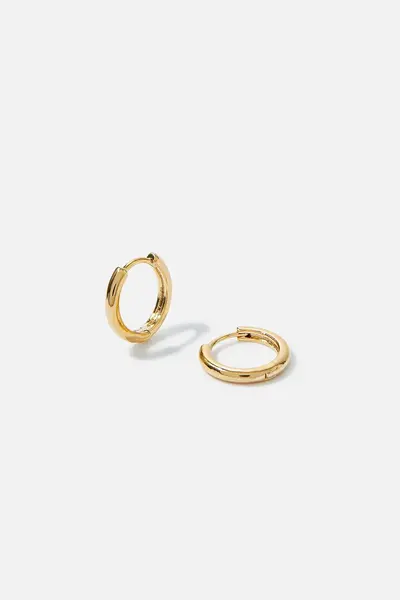 Image of Accessorize Gold-Plated Plain Huggie Hoop Earrings Gold