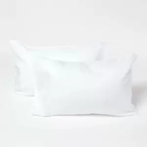 Image of Homescapes - White Linen Kids Pillowcases 60 x 40 cm, Pack of 2 - White