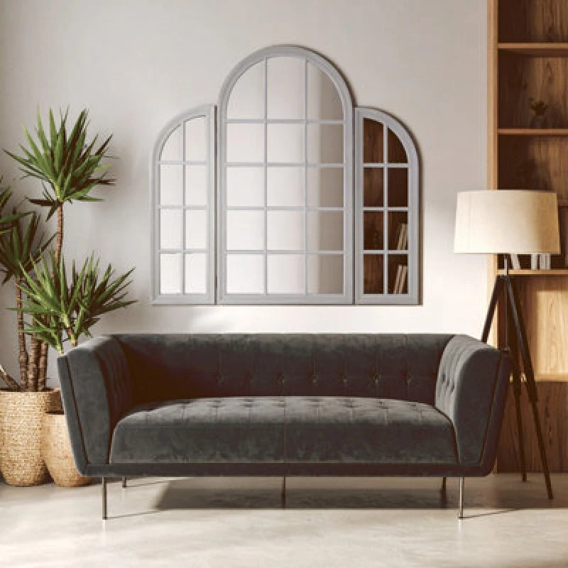 Image of Orsina Flat Wood Grey Finish Mirror