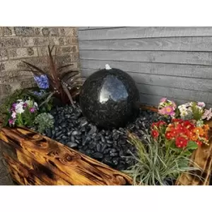 image of 40cm Black Granite Polished Sphere Mains Powered Water Feature