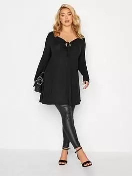 Image of Yours Tie Swing Top Black, Size 16, Women