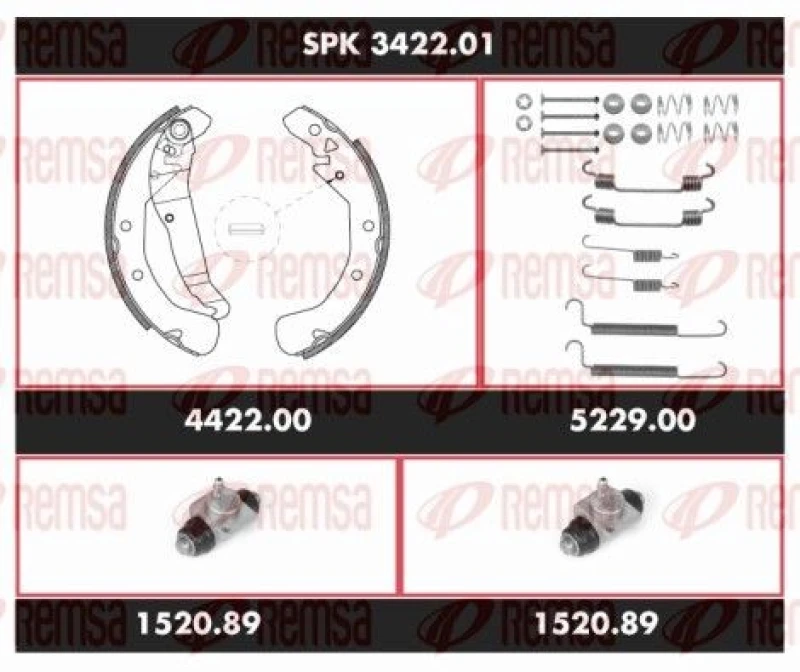 Image of REMSA Drum brake kit REMSA SPK 3422.01
