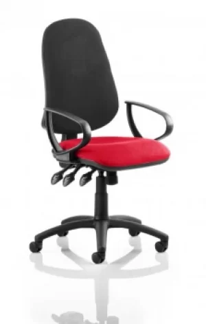 Image of Eclipse XL Lever Task Operator Chair Black Back Bespoke Seat With Loop Arms In Post Box Red