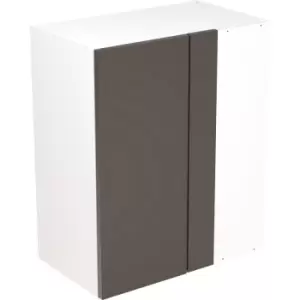 Image of Kitchen Kit Flatpack Slab Kitchen Cabinet Wall Blind Corner Unit Super Gloss 600mm in Graphite MFC