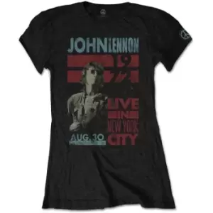 image of John Lennon - Live in NYC Ladies XX-Large T-Shirt - Black