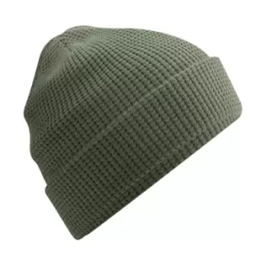 Image of Beechfield Waffle Organic Cotton Beanie (One Size) (Olive Green)