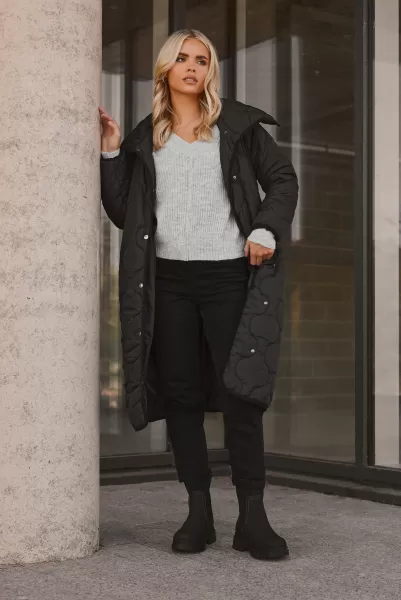 image of Petite Funnel Neck Quilted Coat