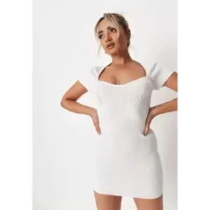 Missguided Petite Sq Neck Ss Sweetheart Mini Dress - Cream