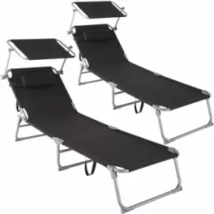 Tectake - 2 Chloe Sun Loungers - Black - black