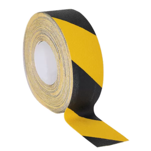 Image of Genuine SEALEY ANTBY18 Anti Slip Tape Self-Adhesive Black Yellow 50mm x 18mtr
