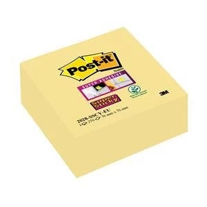Image of Post It Super Sticky Cube Note Pad 76mm x 76mm 1 x 270 Sheets Yellow