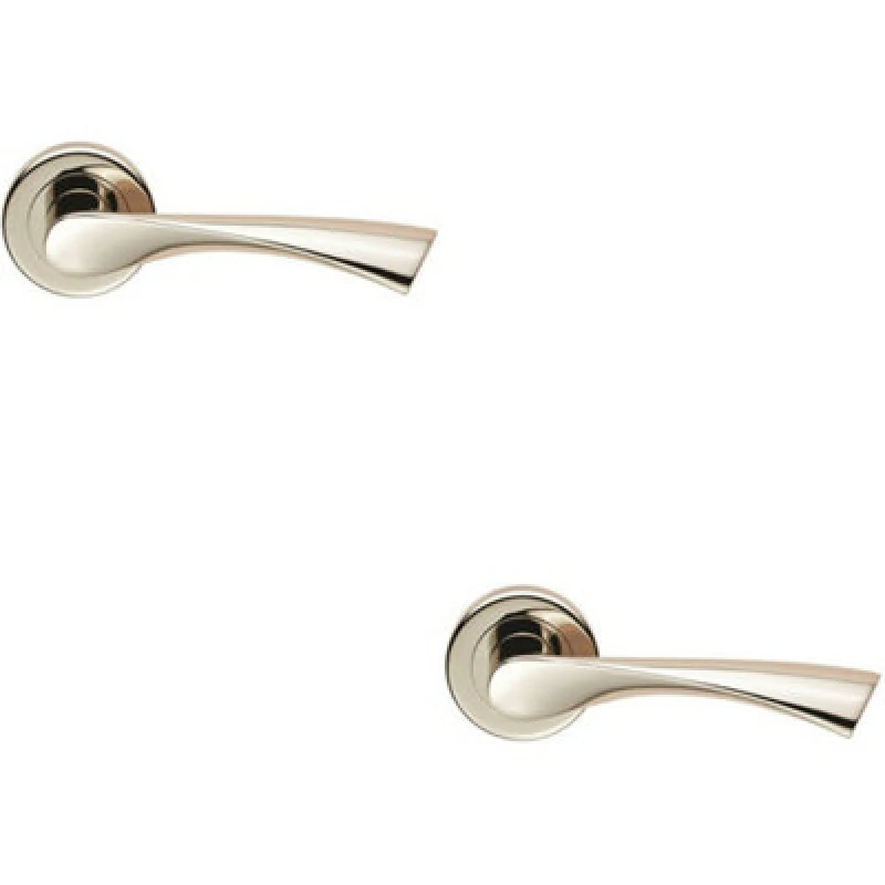 Image of Loops 2x PAIR Angular Twisted Handle on Round Rose Concealed Fix Polished Nickel Metallics
