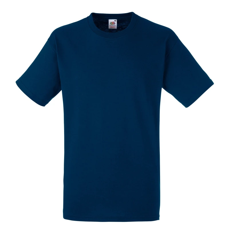 Image of Fruit Of The Loom Fruit of the Loom Men Heavy Weight Belcoro Cotton Short Sleeve T-Shirt in Navy Size: Small Navy S Male 5055747634617