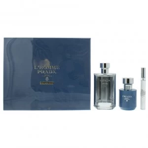 Image of Prada LHomme LEau Gift Set 100ml Eau de Toilette + 10ml Eau de Toilette + 100ml Shower Gel