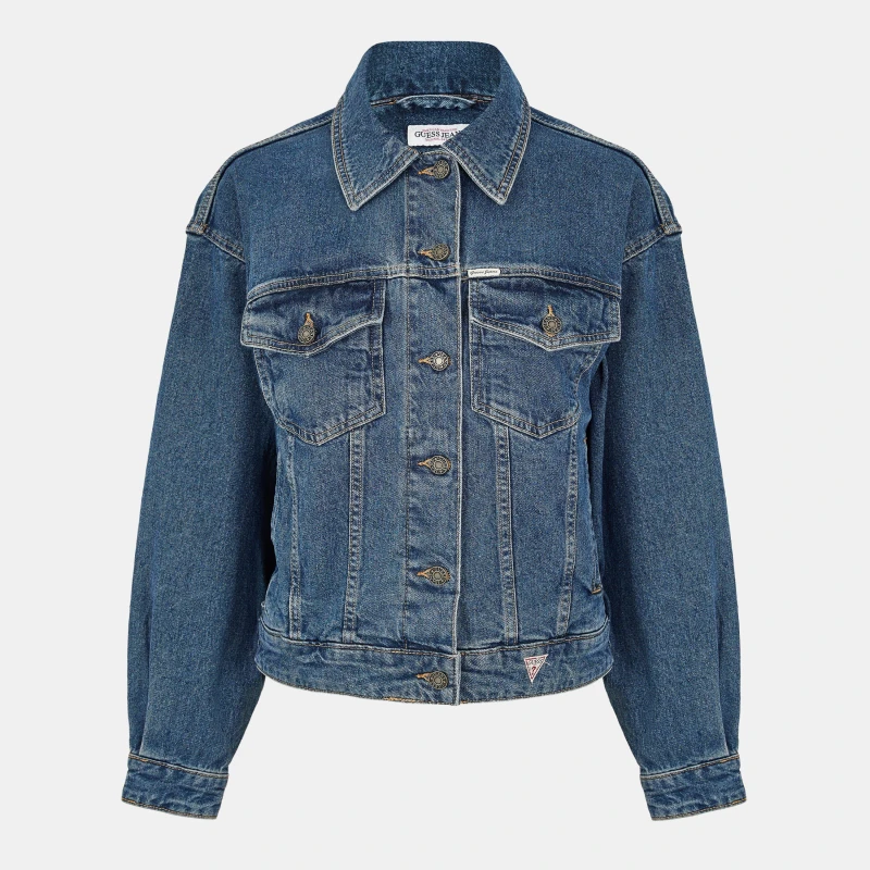 Image of Guess Oversized Denim Trucker Jacket 14977049 Blue
