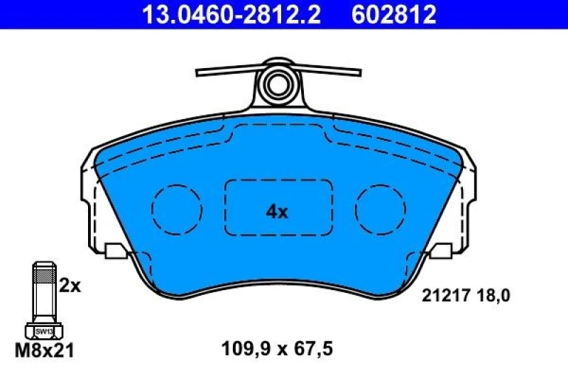 Image of ATE 13.0460-2812.2 Brake pad set excl. wear warning contact, with brake caliper screws Brake Pad Set,disc brake (402)