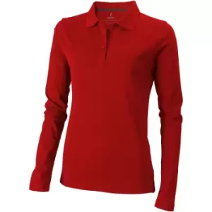 image of Elevate Oakville Long Sleeve Ladies Polo Shirt (M) (Red)