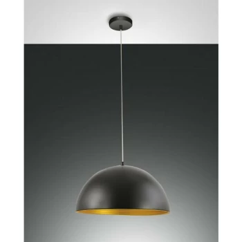 Image of Fabas Luce Lighting - Fabas Luce Dingle Dome Pendant Ceiling Lights Black / Gold Glass, E27