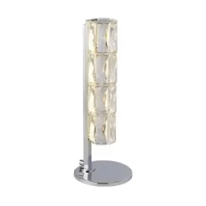 image of Led Table Light, Hexagonal Tube Bar, Chrome, Clear Crystal Trim