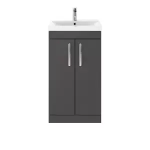 image of Nuie Athena 500 Floor Standing 2-door Vanity & Mid-edge Basin - Gloss Grey