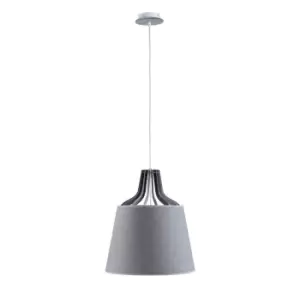 image of Lucio Dome Pendant Ceiling Light Grey, 38cm, 1x E27