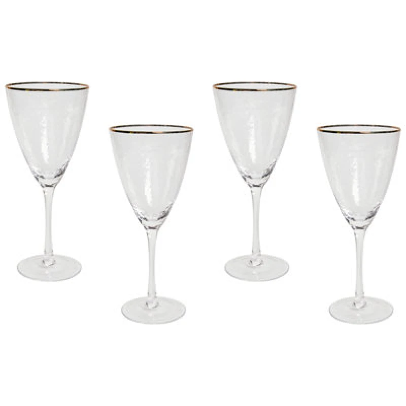 Image of Beliani Set Of 4 Wine Glasses Topaz 380 Ml Transparent