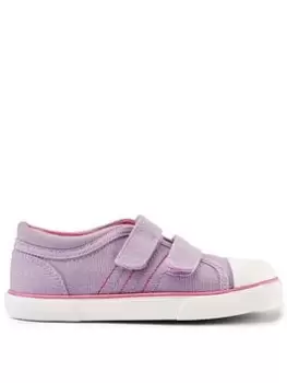 Image of Start-rite Sandcastle Girls Purple Glitter Lightweight Double Riptape Canvas Trainers - Purple, Lilac, Size 8 Younger