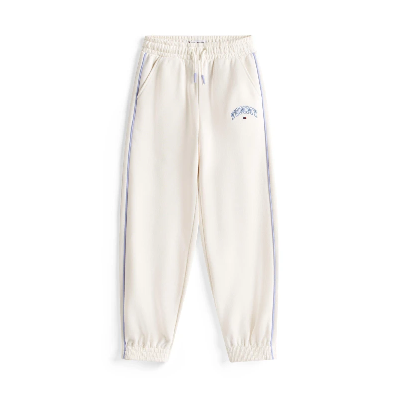 Image of Tommy Hilfiger Kids Varsity Closed Hem Fleece Joggers Ivory YA8 female 10Y