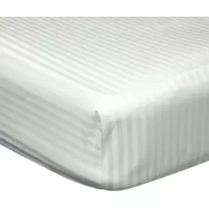 image of Belledorm 540 Thread Count Satin Stripe Extra Deep Fitted Sheet (Double) (Ivory) - Ivory