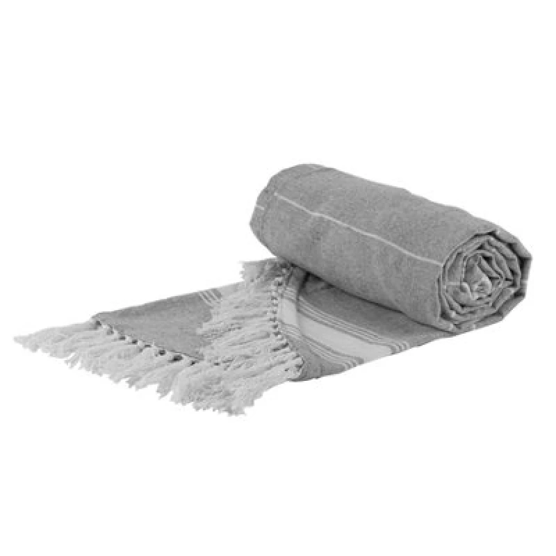 Image of Nicola Spring Round Turkish Cotton Beach Towel - 190Cm - Grey