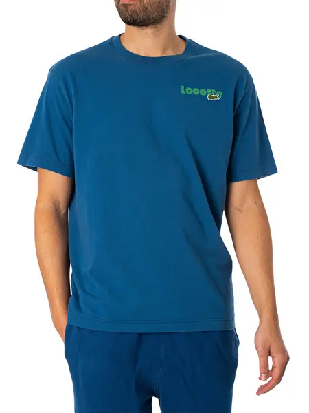 Image of Lacoste Brand Chest Logo T-Shirt Dark Blue XL