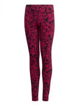 Image of adidas Girls Must Have Graphic Leggings - Purple, Size 9-10 Years, Women