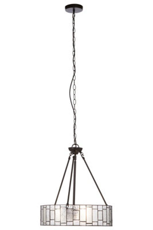 Image of Orsina Etched Glass Deco Pendant Light, Warm Bronze Frame With Geometric Glass Shade, Ambient Ceiling Light