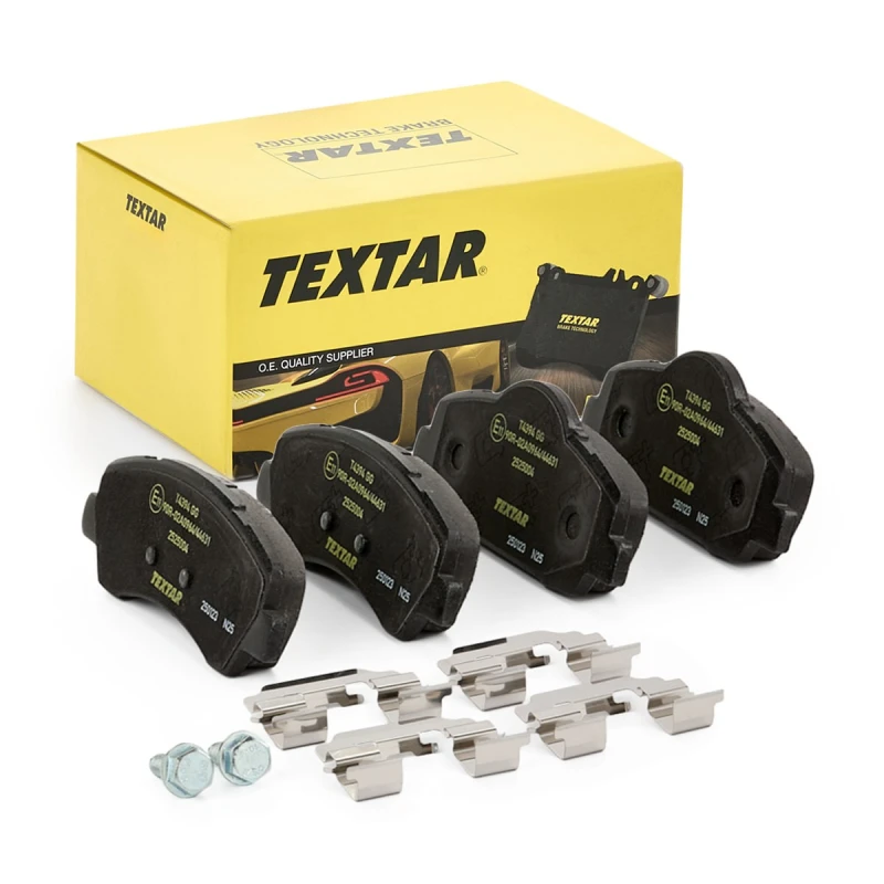 Image of TEXTAR 2525004 Brake pad set Q+ not prepared for wear warning indicator, with accessories, with brake caliper screws Brake Pad Set,disc brake (402)